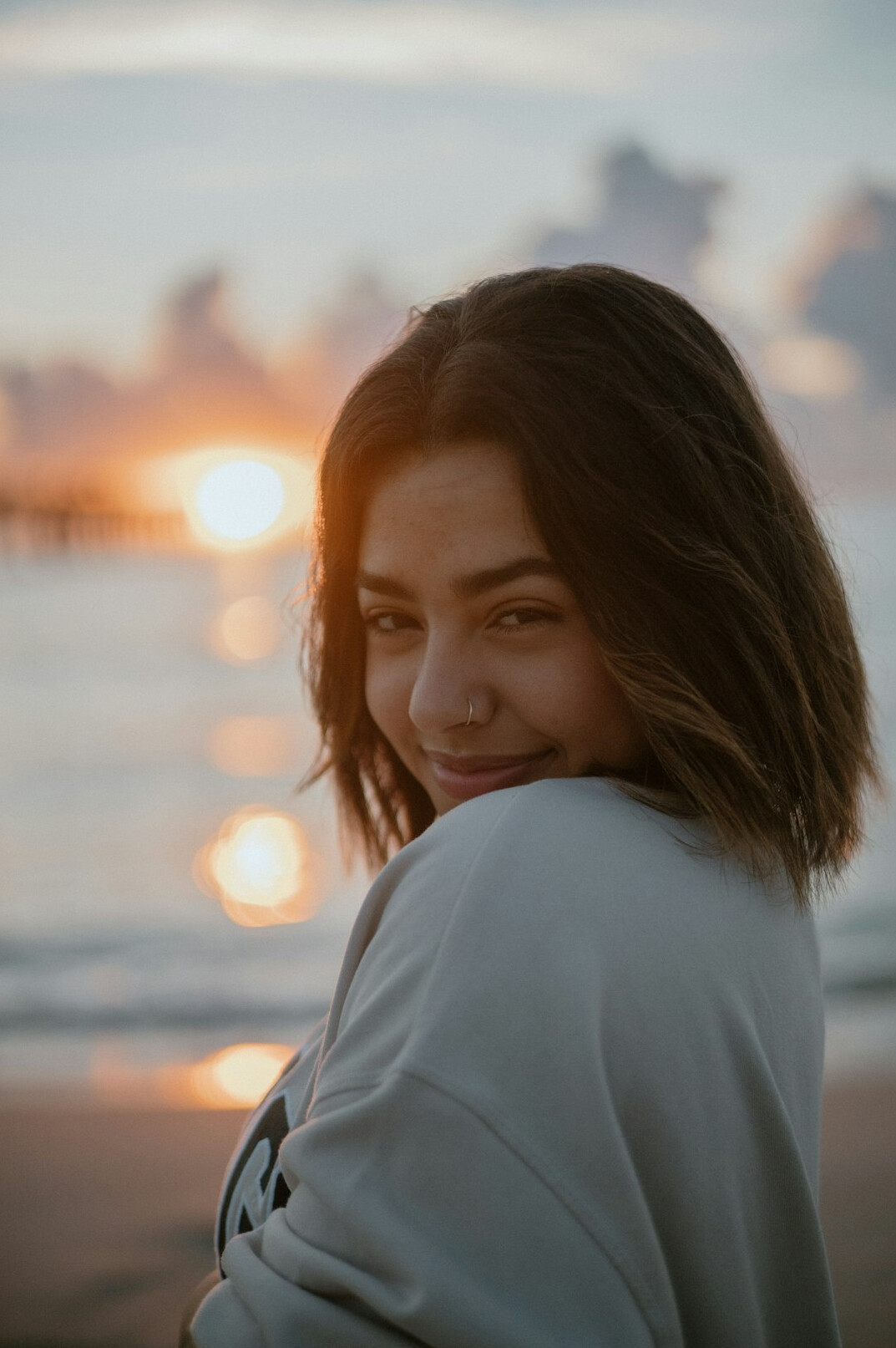Portrait of a smiling woman with brown hair